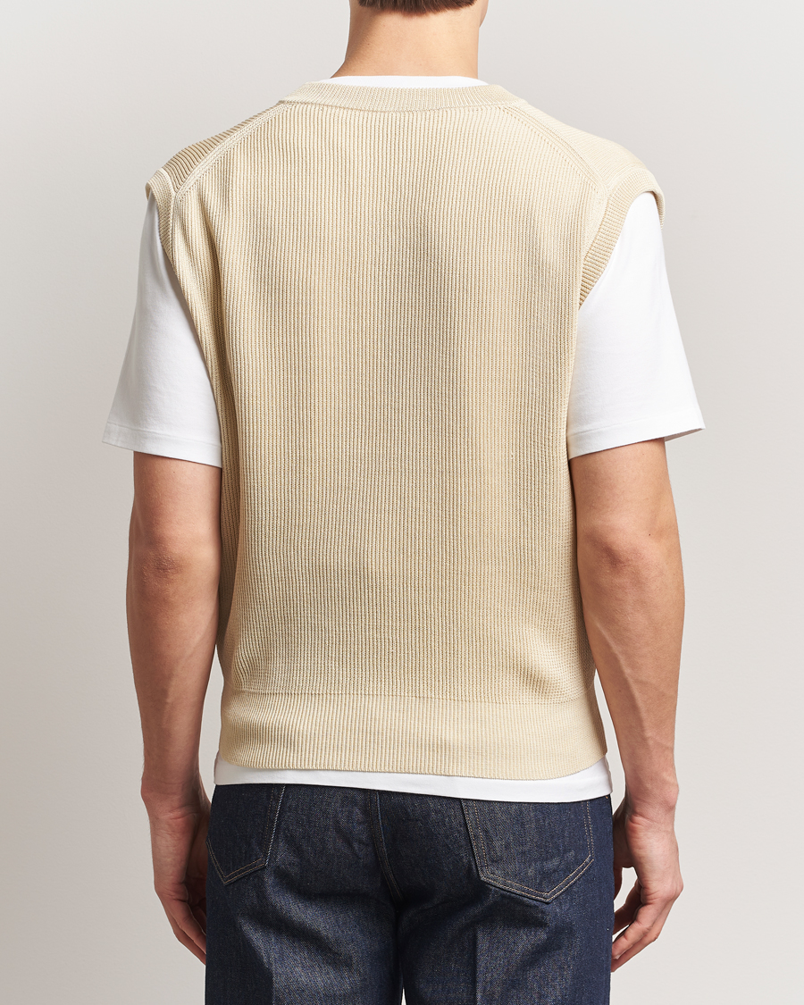Hombres | Jerséis y prendas de punto | Auralee | Rib Knit Vest Ivory