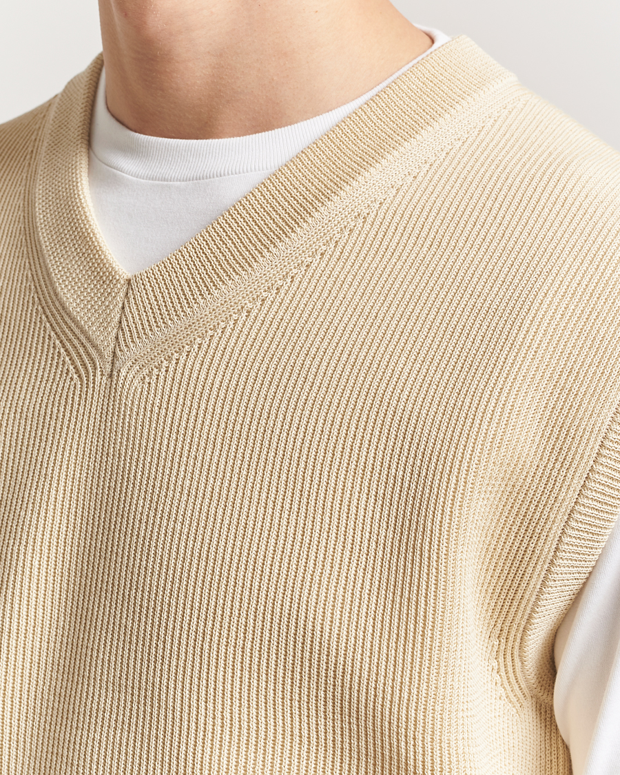 Hombres | Jerséis y prendas de punto | Auralee | Rib Knit Vest Ivory