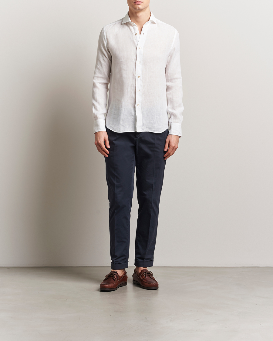 Hombres | Camisas | Grigio | Linen Casual Shirt White