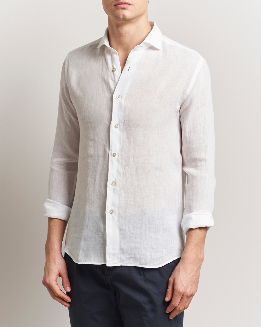 Hombres | Camisas | Grigio | Linen Casual Shirt White
