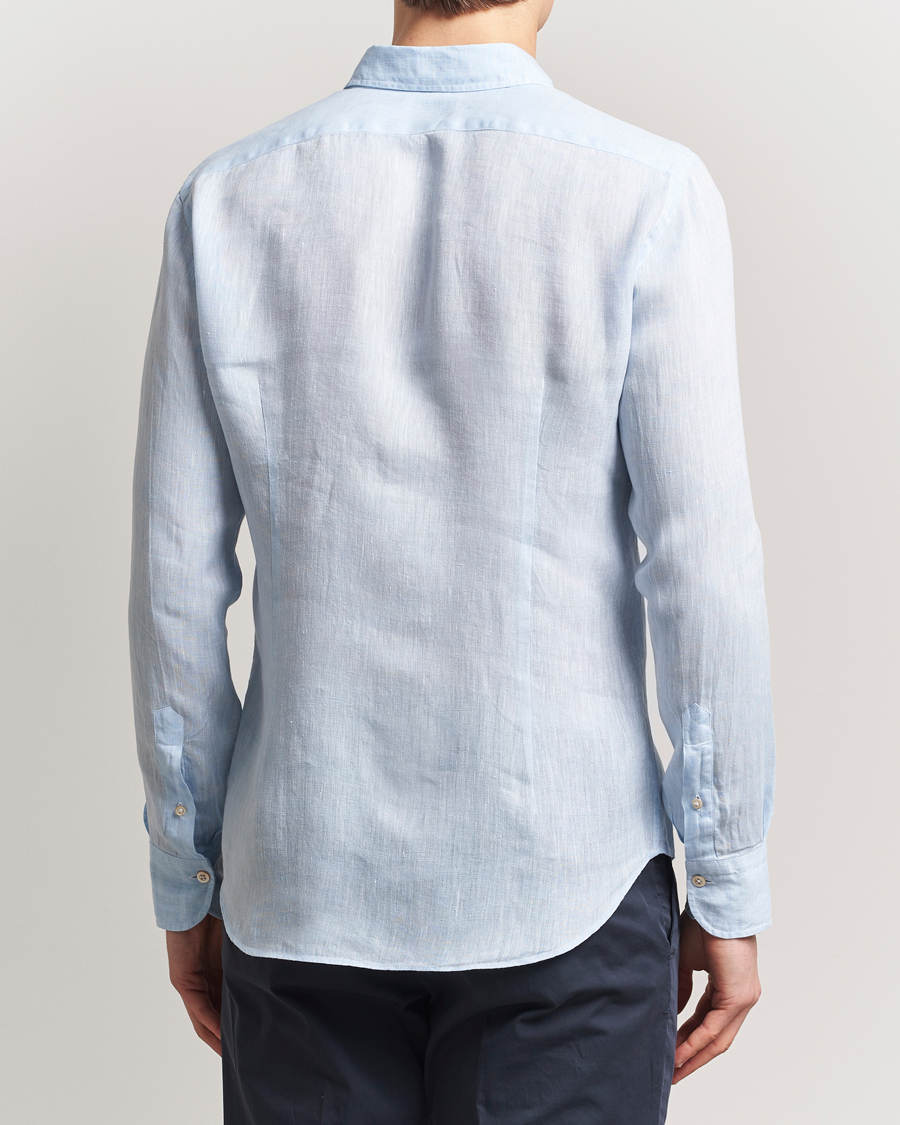 Hombres | Camisas | Grigio | Linen Casual Shirt Light Blue