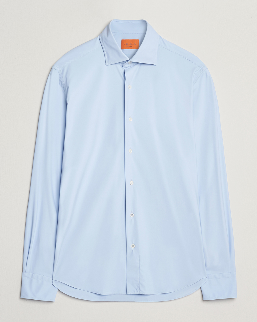 Hombres | Camisas | Grigio | Jersey Stretch Shirt Light Blue