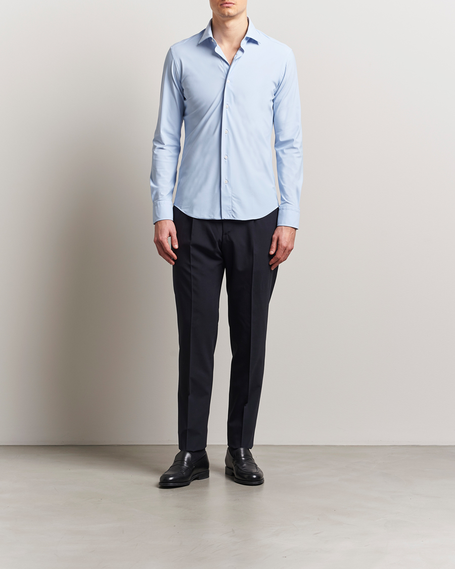 Hombres | Camisas | Grigio | Jersey Stretch Shirt Light Blue