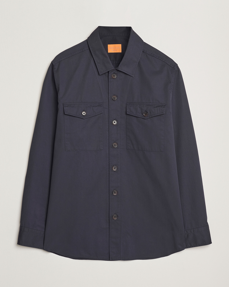 Hombres | Camisas | Grigio | Cotton Overshirt Navy