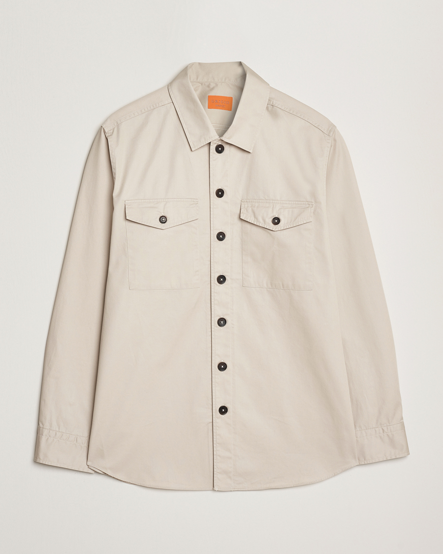 Hombres | Camisas | Grigio | Cotton Overshirt Beige