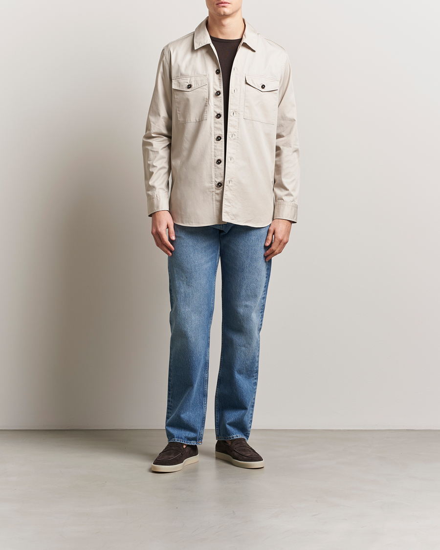 Hombres | Camisas | Grigio | Cotton Overshirt Beige