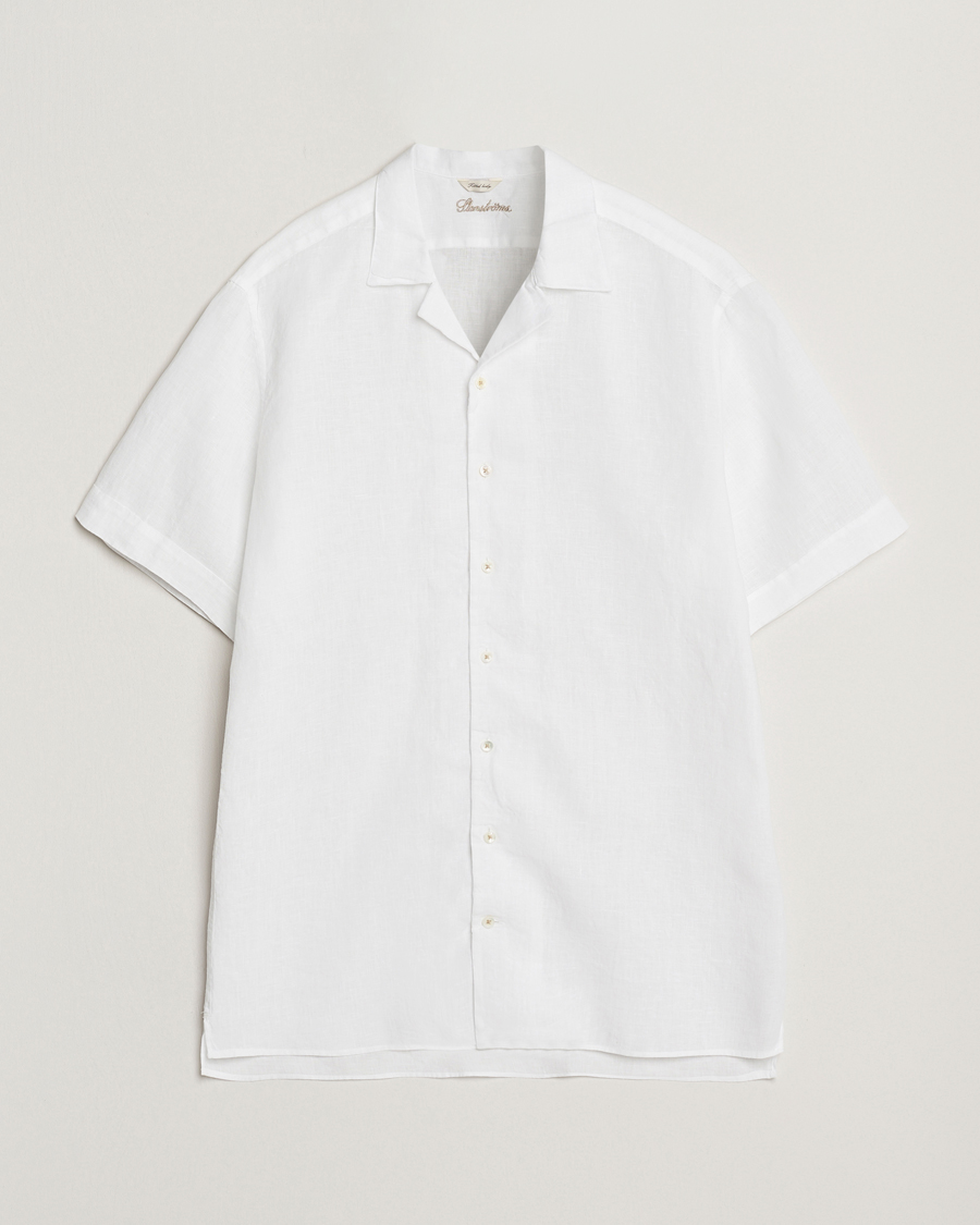 Hombres | Camisas | Stenströms | Short Sleeve Linen Shirt White