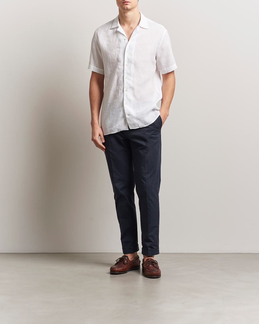 Hombres | Camisas | Stenströms | Short Sleeve Linen Shirt White
