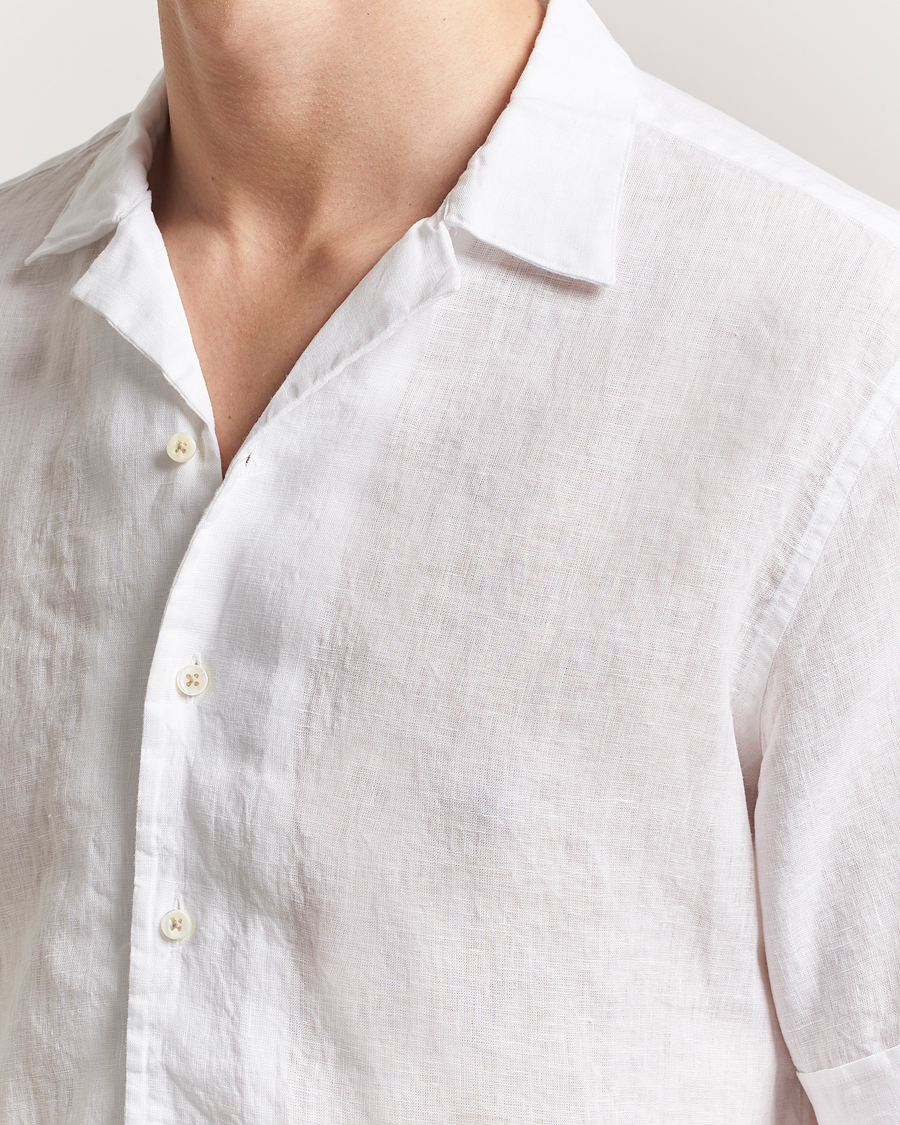 Hombres | Camisas | Stenströms | Short Sleeve Linen Shirt White