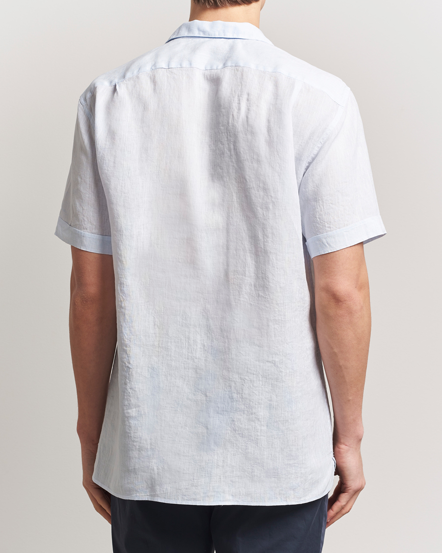 Hombres | Camisas | Stenströms | Short Sleeve Linen Shirt Light Blue