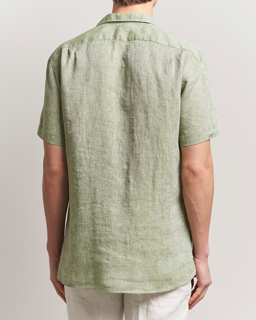 Hombres | Camisas | Stenströms | Short Sleeve Linen Shirt Green