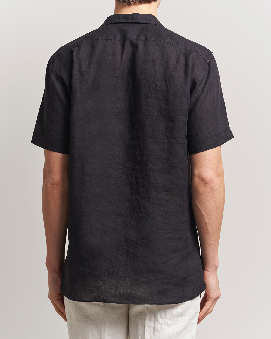 Hombres | Camisas | Stenströms | Short Sleeve Linen Shirt Black
