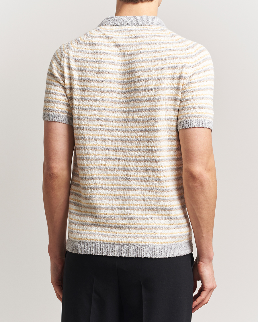 Hombres | Polos | Stenströms | Knitted Boucle Cotton Polo Stripe