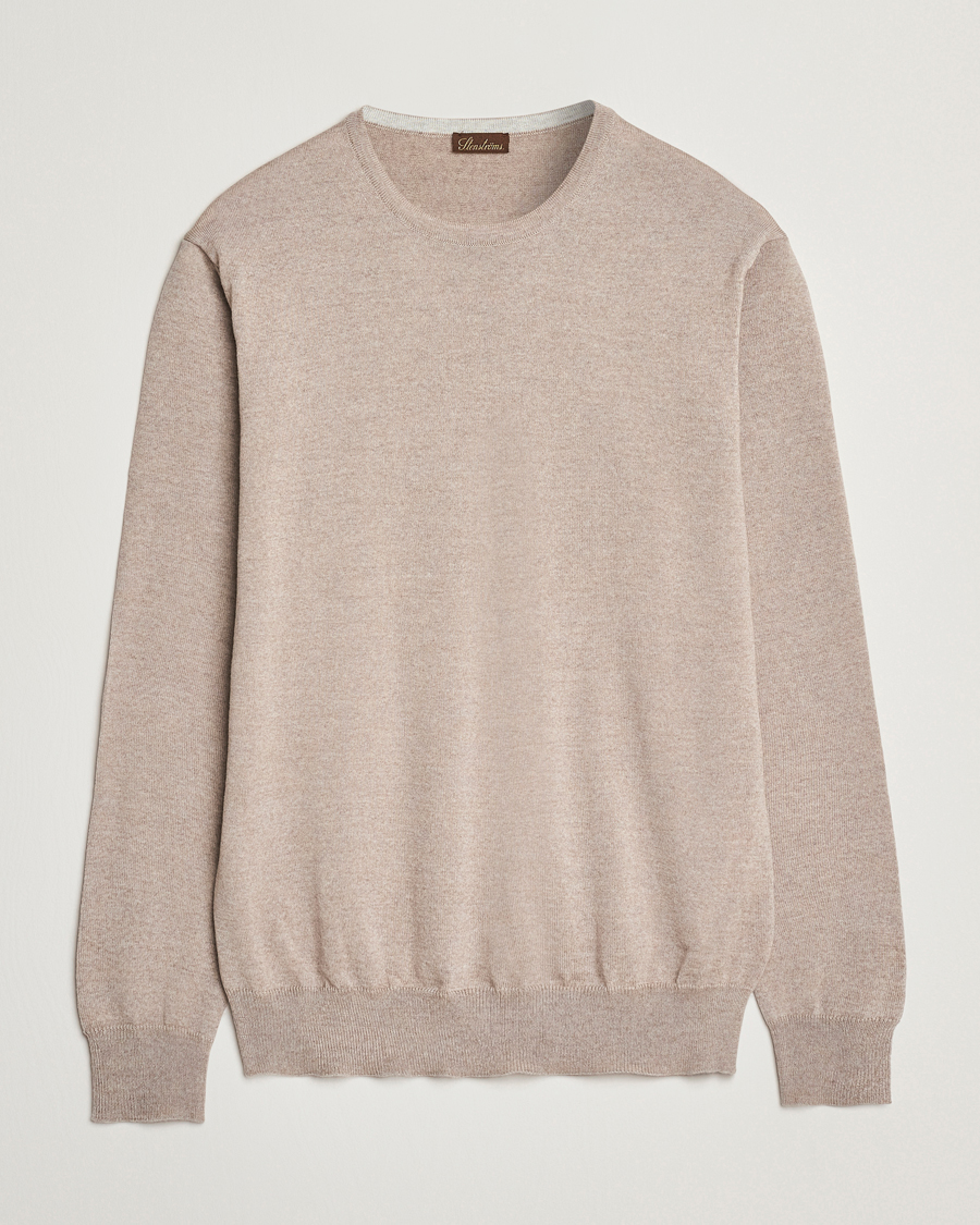 Hombres | Jerséis y prendas de punto | Stenströms | Merino Patch Crew Neck Beige