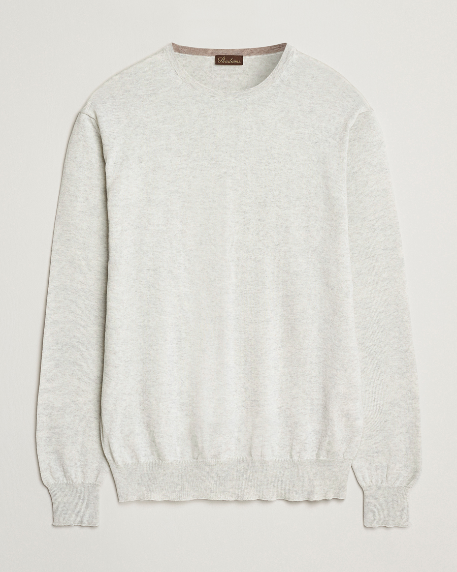 Hombres | Jerséis y prendas de punto | Stenströms | Merino Patch Crew Neck Grey