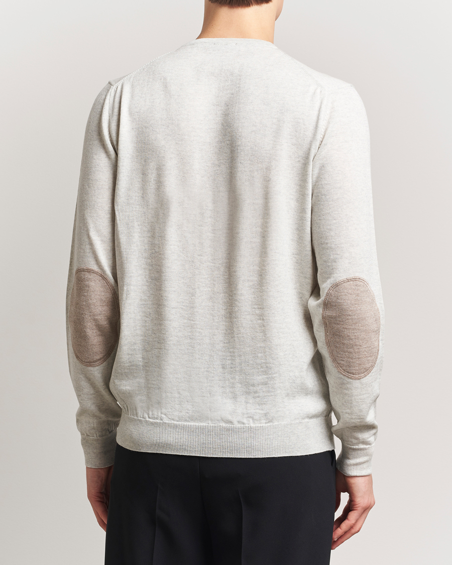 Hombres | Jerséis y prendas de punto | Stenströms | Merino Patch Crew Neck Grey