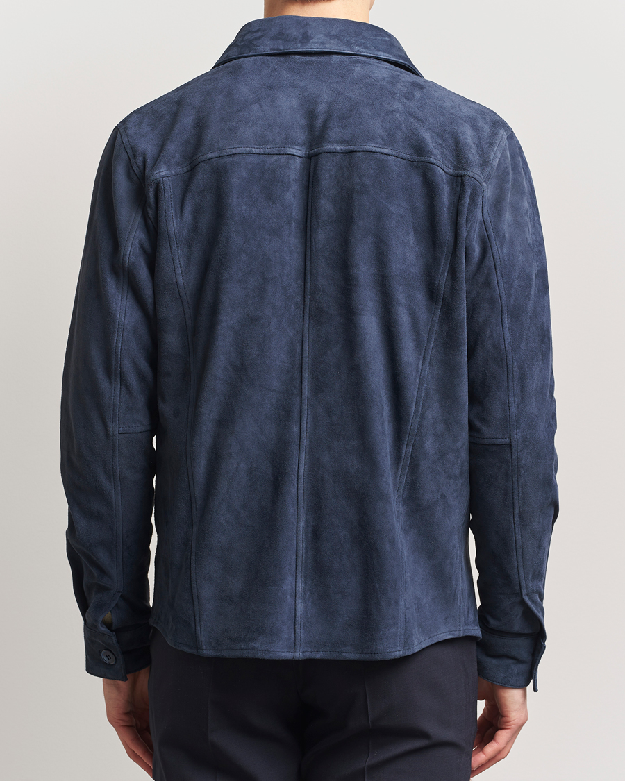 Hombres | Abrigos y chaquetas | Stenströms | Suede Overshirt Navy