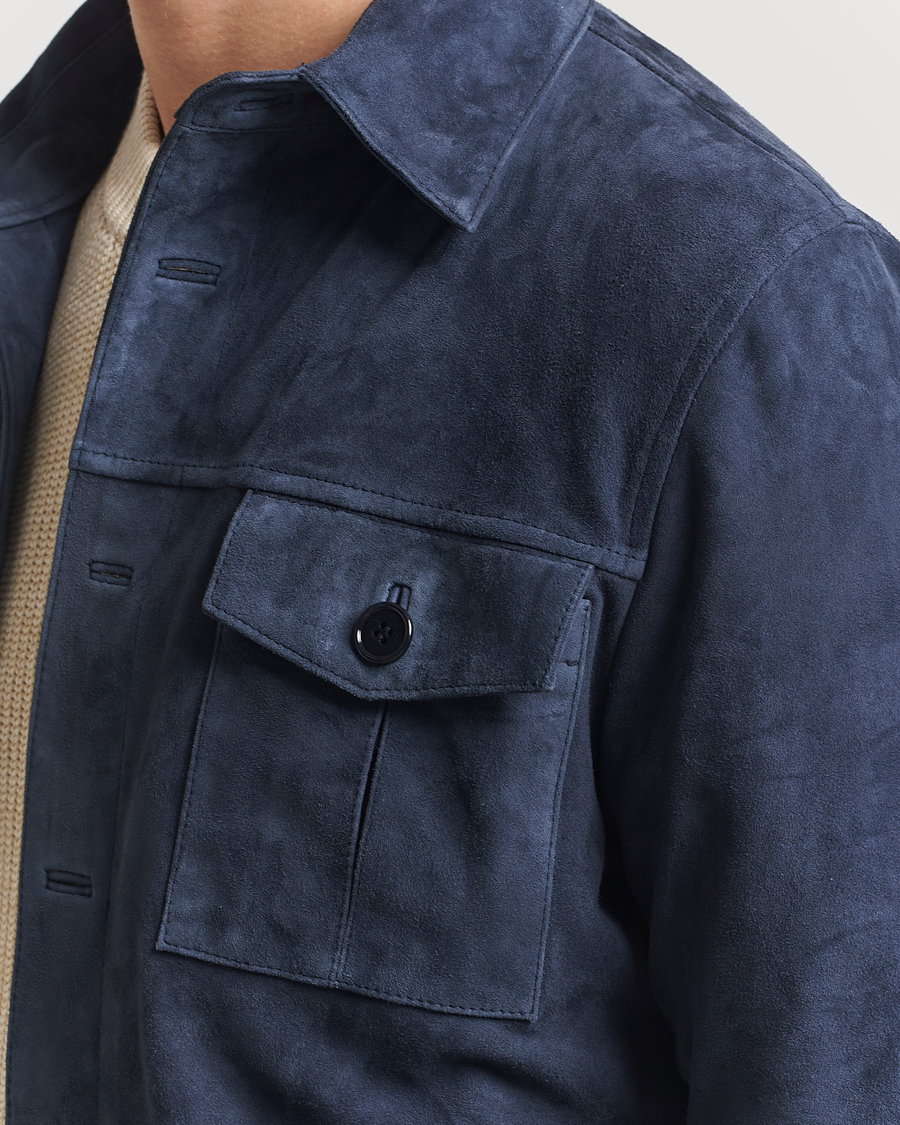 Hombres | Abrigos y chaquetas | Stenströms | Suede Overshirt Navy