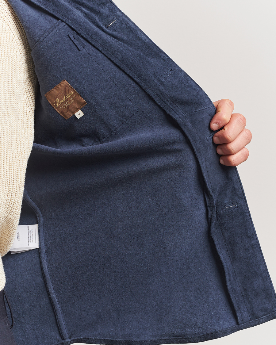 Hombres | Abrigos y chaquetas | Stenströms | Suede Overshirt Navy
