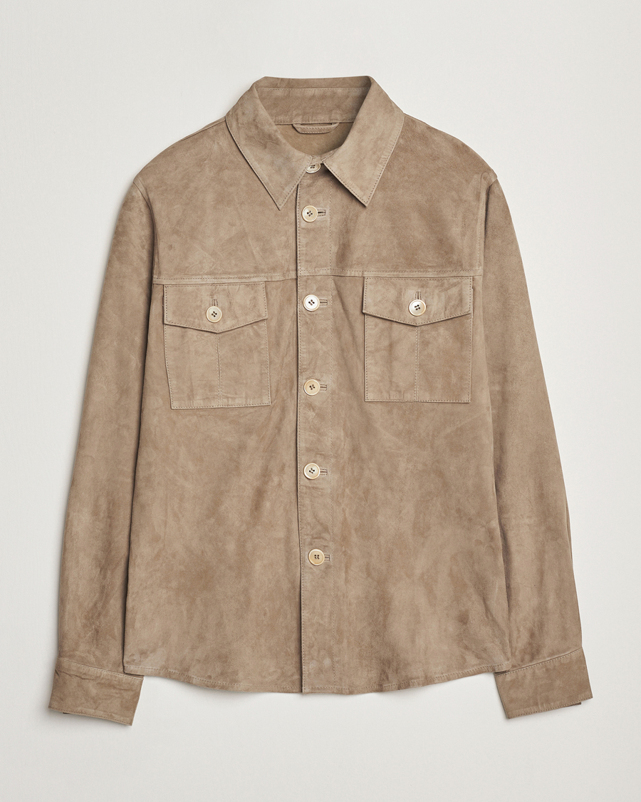 Hombres | Abrigos y chaquetas | Stenströms | Suede Overshirt Taupe