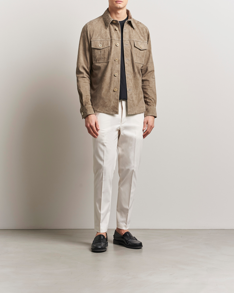 Hombres | Abrigos y chaquetas | Stenströms | Suede Overshirt Taupe