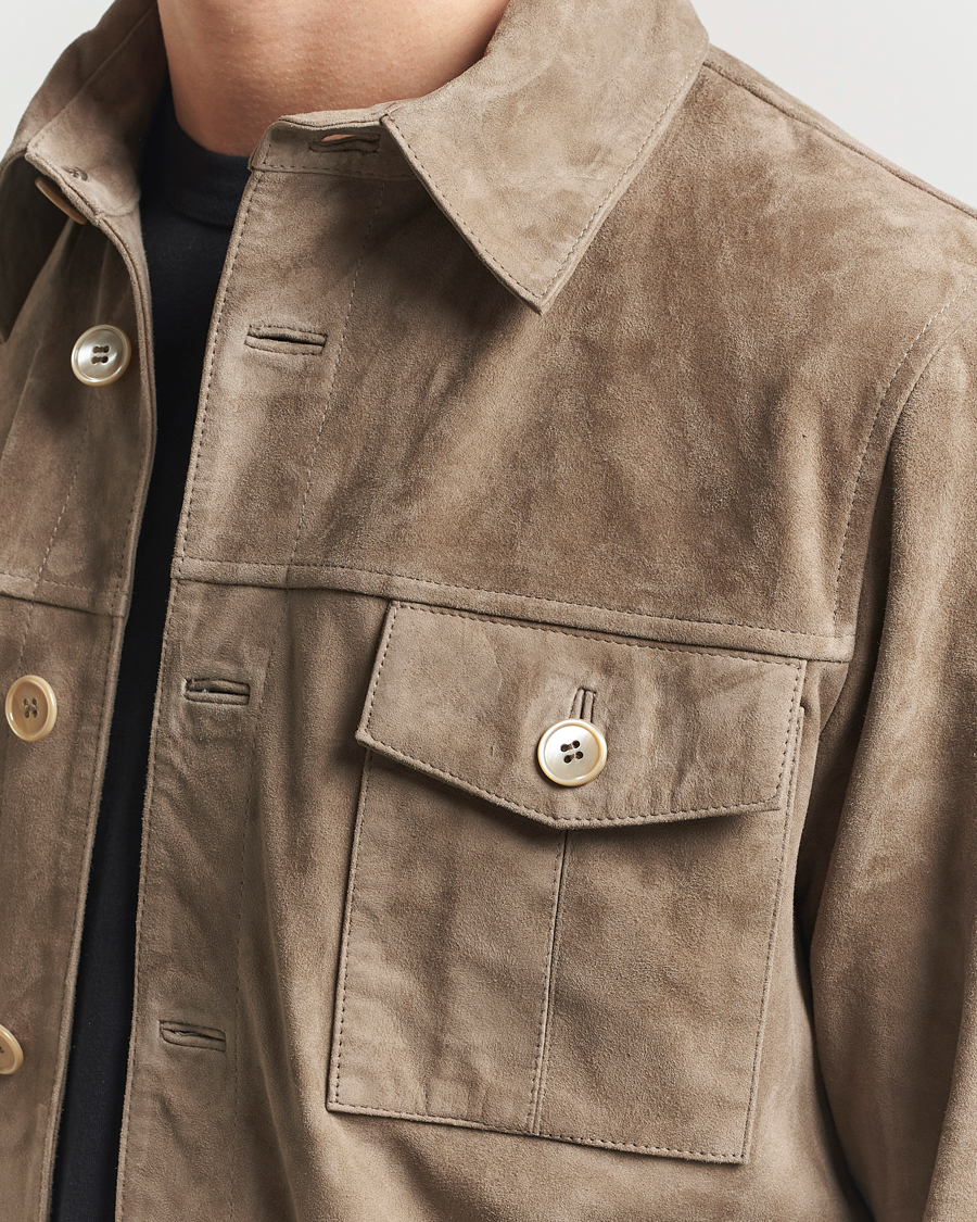 Hombres | Abrigos y chaquetas | Stenströms | Suede Overshirt Taupe