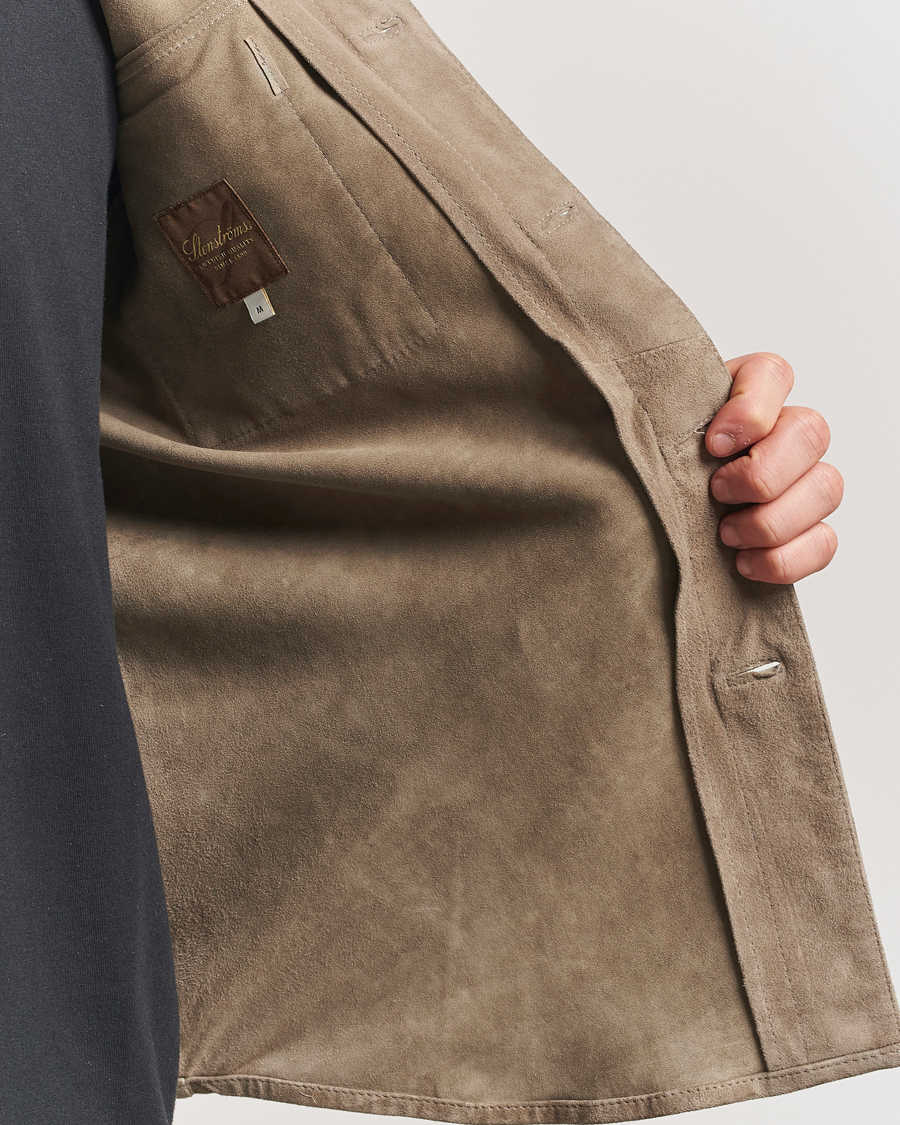 Hombres | Abrigos y chaquetas | Stenströms | Suede Overshirt Taupe
