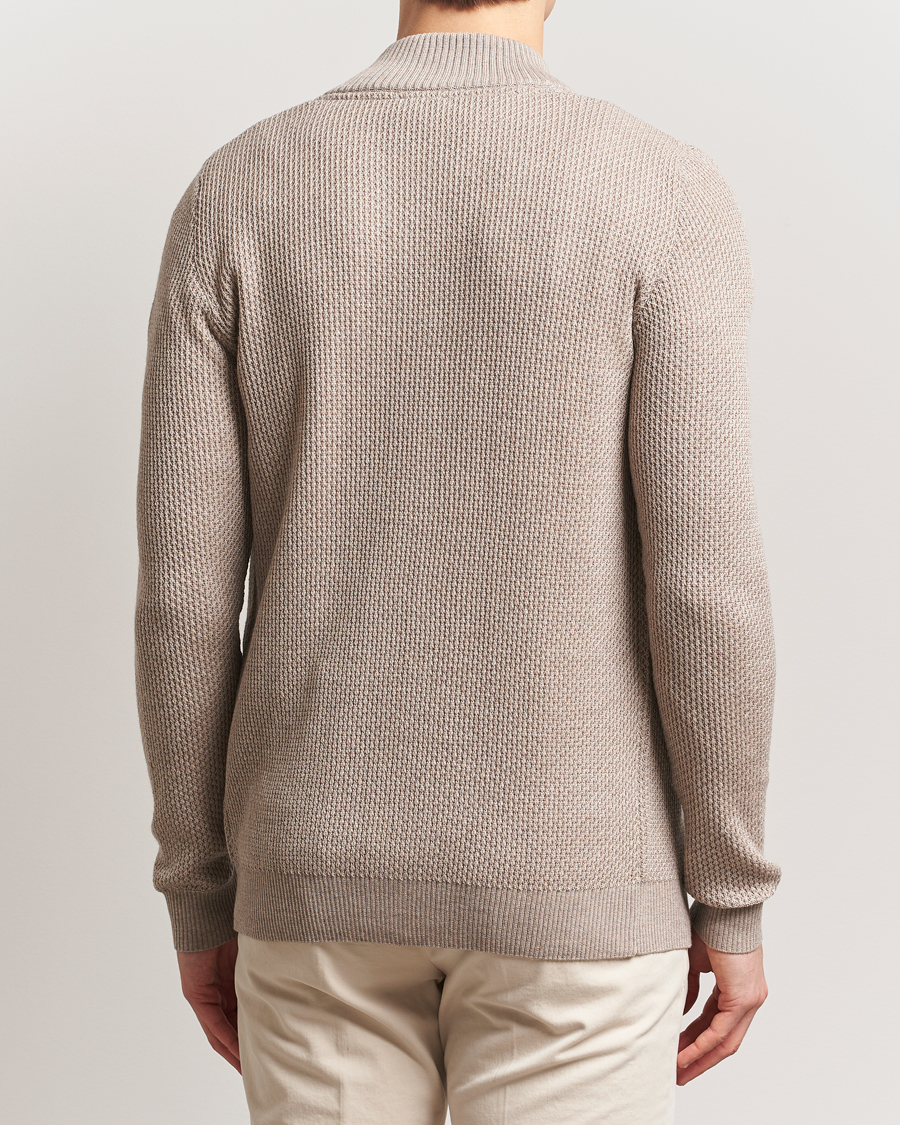 Hombres | Jerséis y prendas de punto | Stenströms | Knitted Textured Merino Cardigan Beige