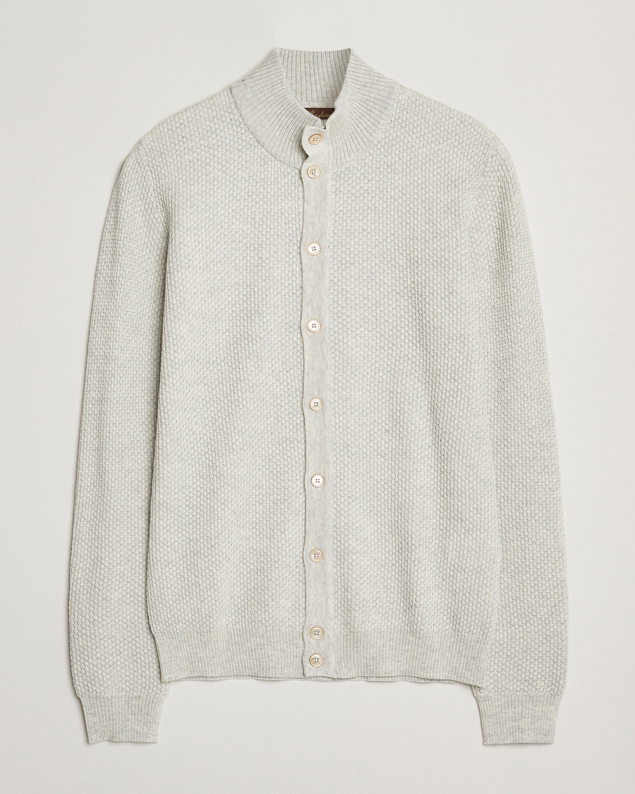 Hombres | Jerséis y prendas de punto | Stenströms | Knitted Textured Merino Cardigan Grey