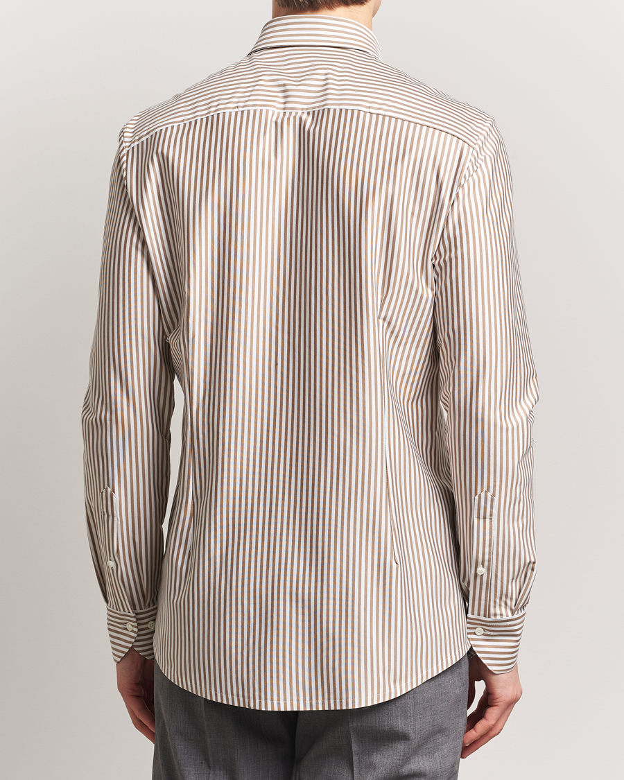 Hombres | Camisas | Stenströms | Striped Jersey Shirt Beige