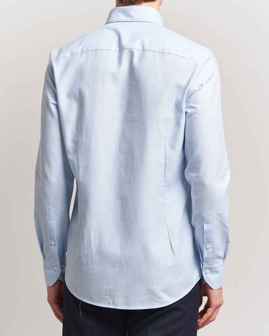 Hombres | Camisas | Stenströms | Soft Cotton One Piece Button Down Shirt Blue