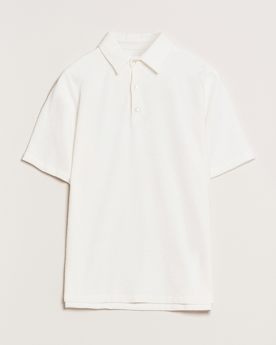 Hombres | Polos | Stenströms | Terry Slub Cotton Polo White
