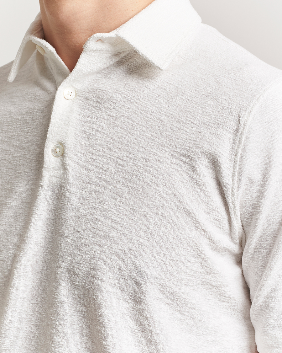 Hombres | Polos | Stenströms | Terry Slub Cotton Polo White