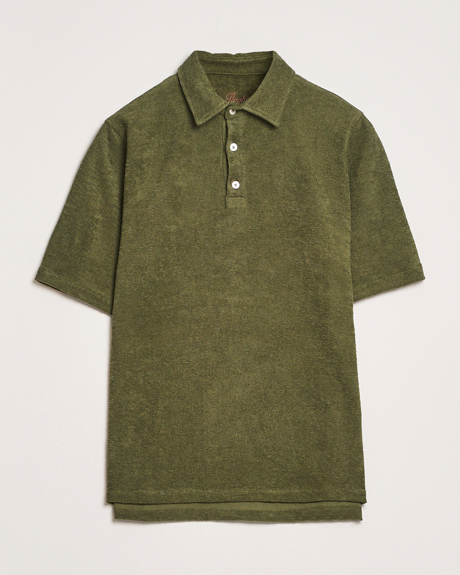 Hombres | Polos | Stenströms | Terry Slub Cotton Polo Green
