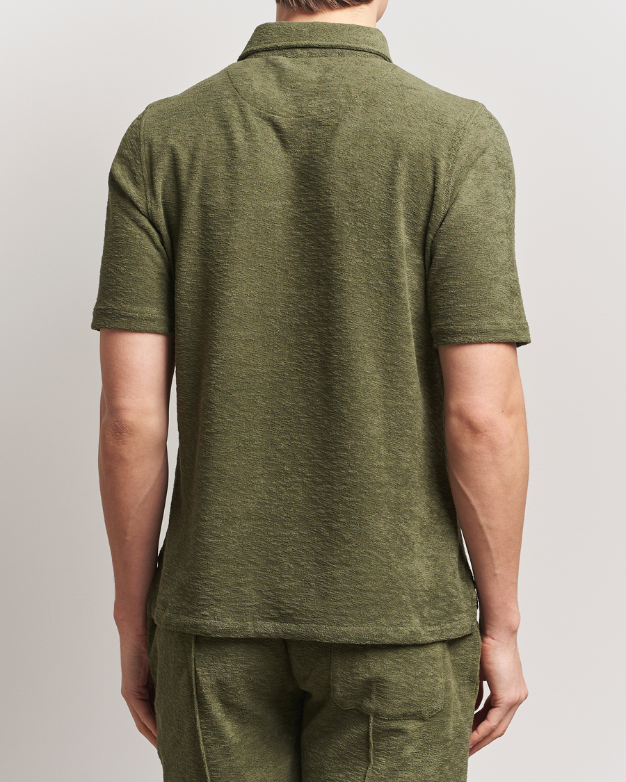 Hombres | Polos | Stenströms | Terry Slub Cotton Polo Green