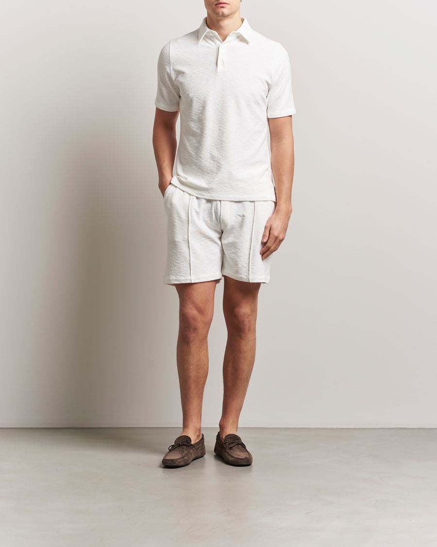 Hombres | Pantalones cortos | Stenströms | Terry Slub Cotton Shorts White