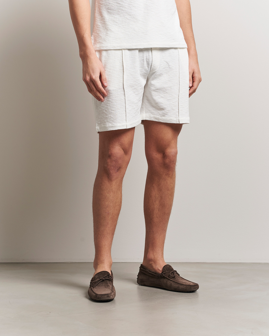 Hombres | Pantalones cortos | Stenströms | Terry Slub Cotton Shorts White