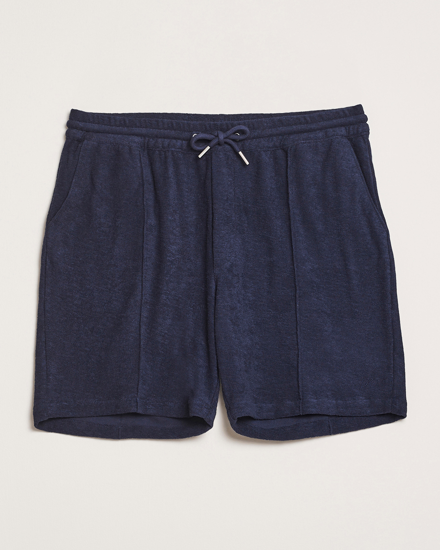 Hombres | Pantalones cortos | Stenströms | Terry Slub Cotton Shorts Navy