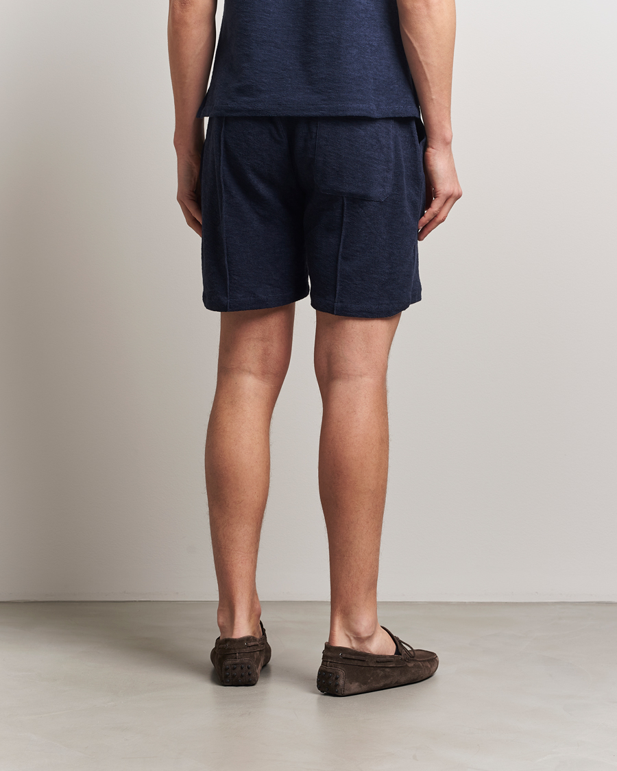 Hombres | Pantalones cortos | Stenströms | Terry Slub Cotton Shorts Navy
