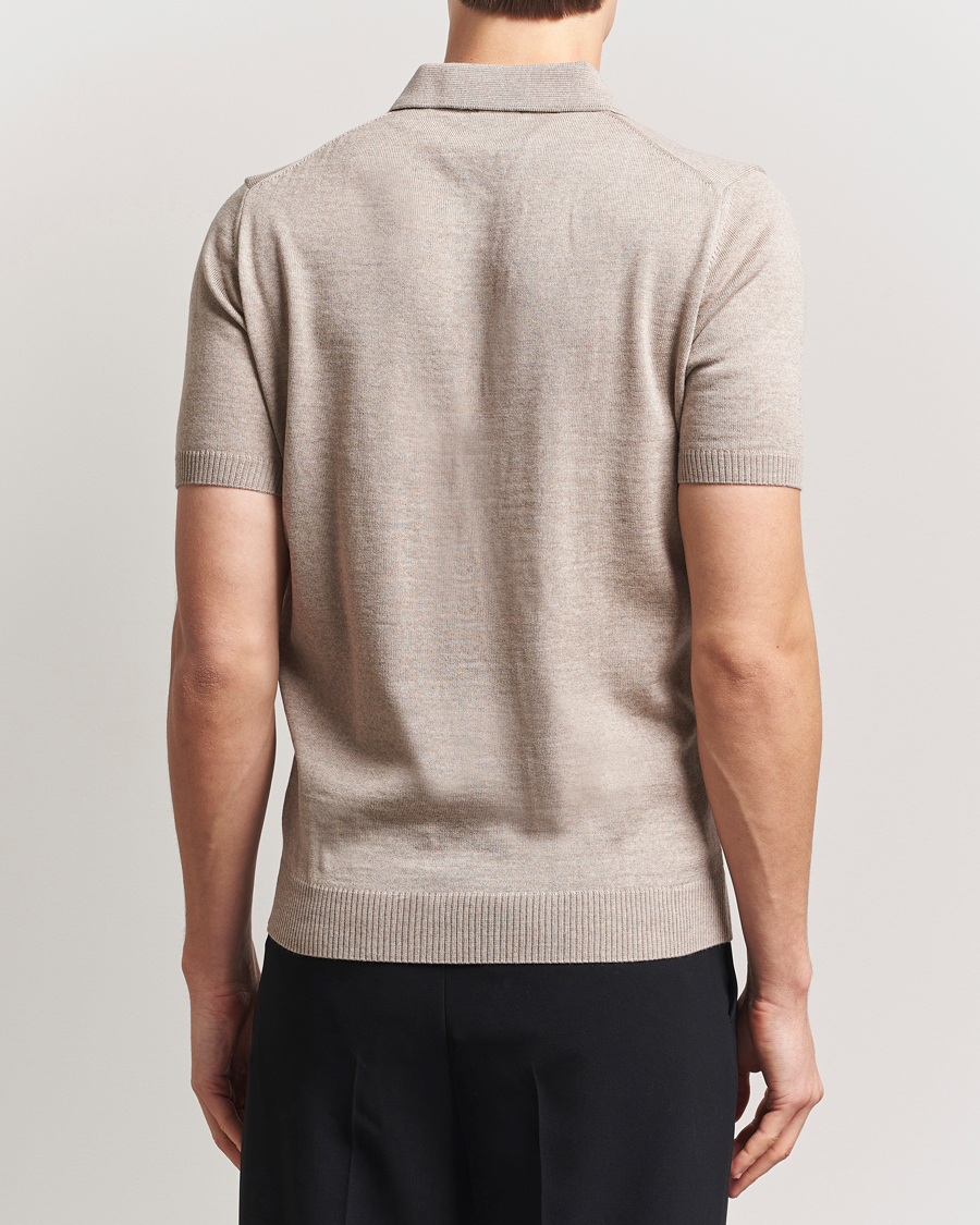 Hombres | Polos | Stenströms | Knitted Merino Polo Taupe