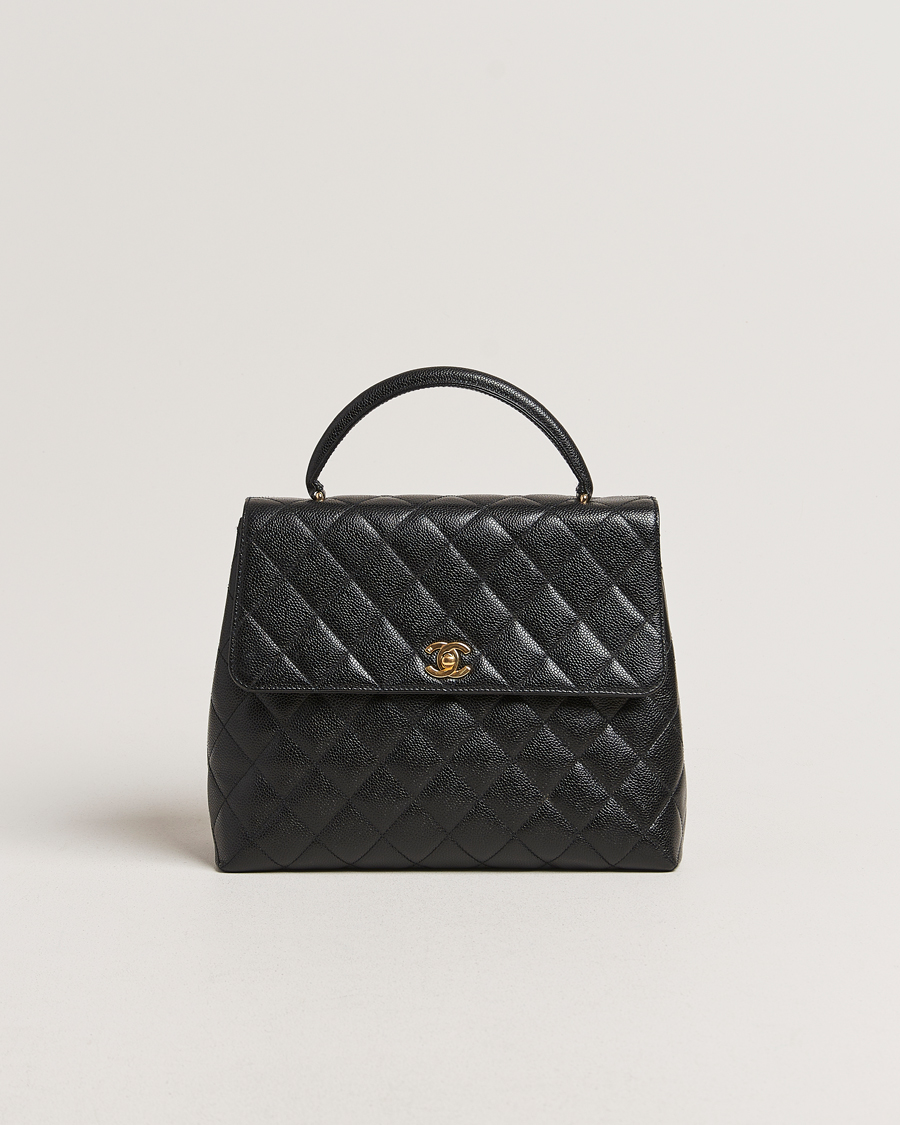 Hombres | Chanel Pre-Owned Kelly Top Handle Bag Black Caviar | Chanel Pre-Owned | Kelly Top Handle Bag Black Caviar