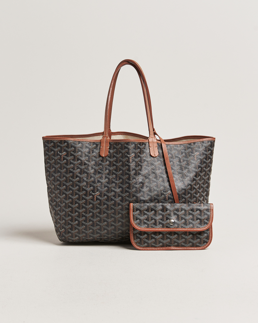 Hombres | Goyard Pre-Owned Saint Louis PM Coated Canvas Tote Bag Brown | Goyard Pre-Owned | Saint Louis PM Coated Canvas Tote Bag Brown
