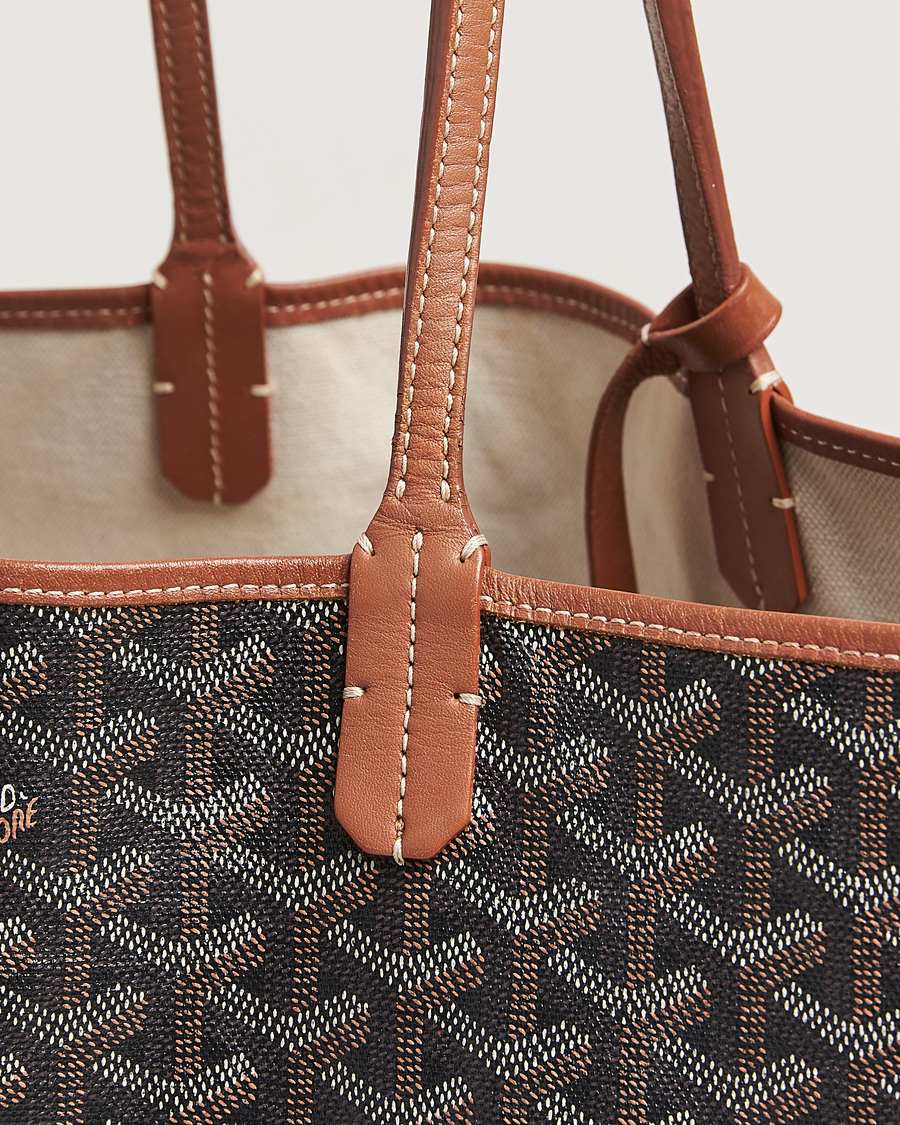 Hombres | Goyard Pre-Owned Saint Louis PM Coated Canvas Tote Bag Brown | Goyard Pre-Owned | Saint Louis PM Coated Canvas Tote Bag Brown