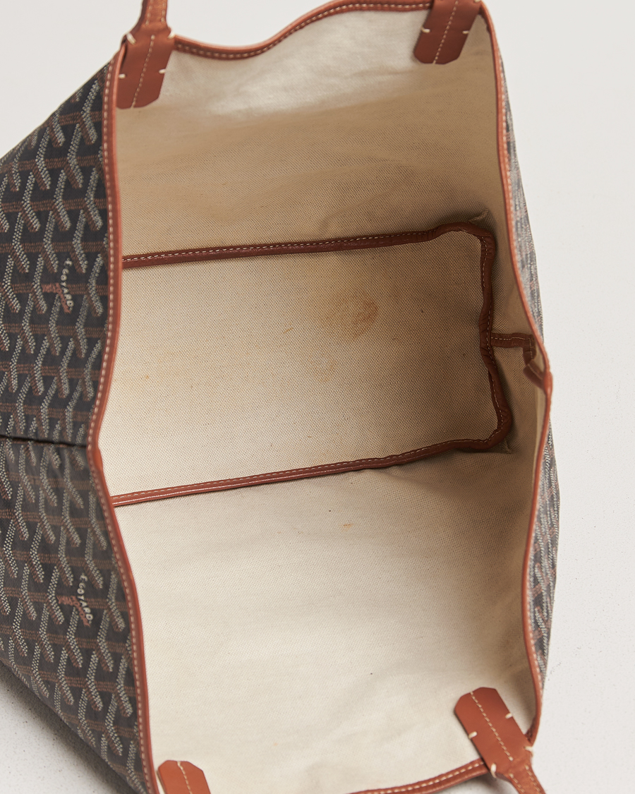 Hombres | Goyard Pre-Owned Saint Louis PM Coated Canvas Tote Bag Brown | Goyard Pre-Owned | Saint Louis PM Coated Canvas Tote Bag Brown