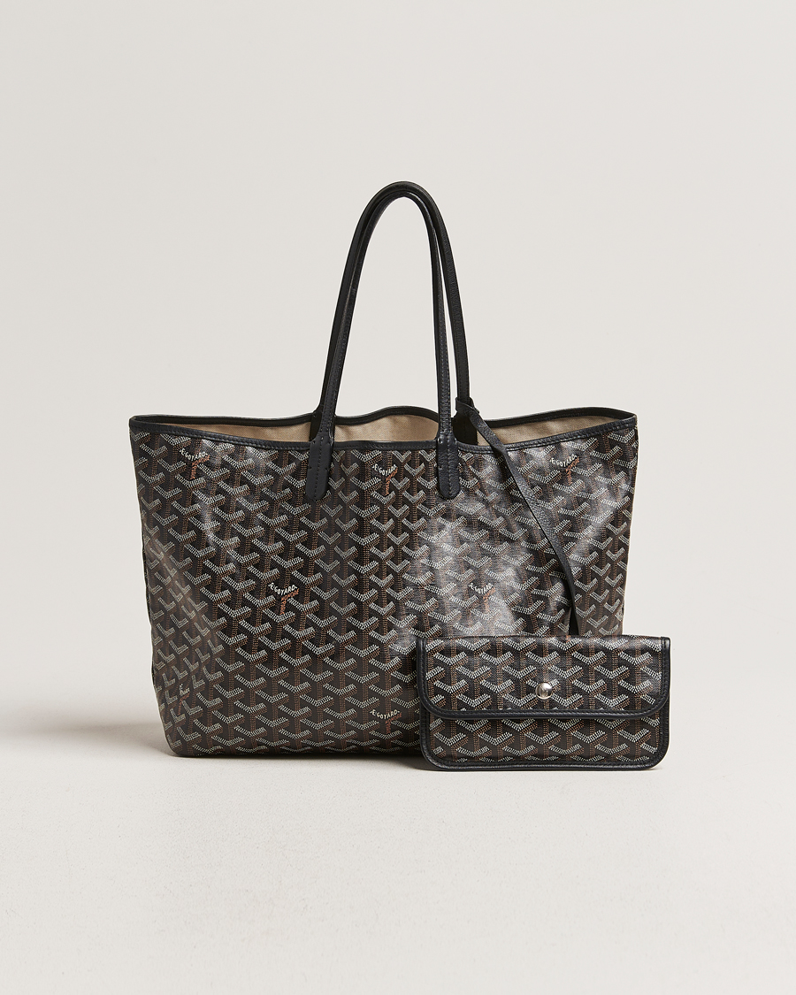 Hombres | Goyard Pre-Owned Saint Louis PM Coated Canvas Tote Bag Black | Goyard Pre-Owned | Saint Louis PM Coated Canvas Tote Bag Black