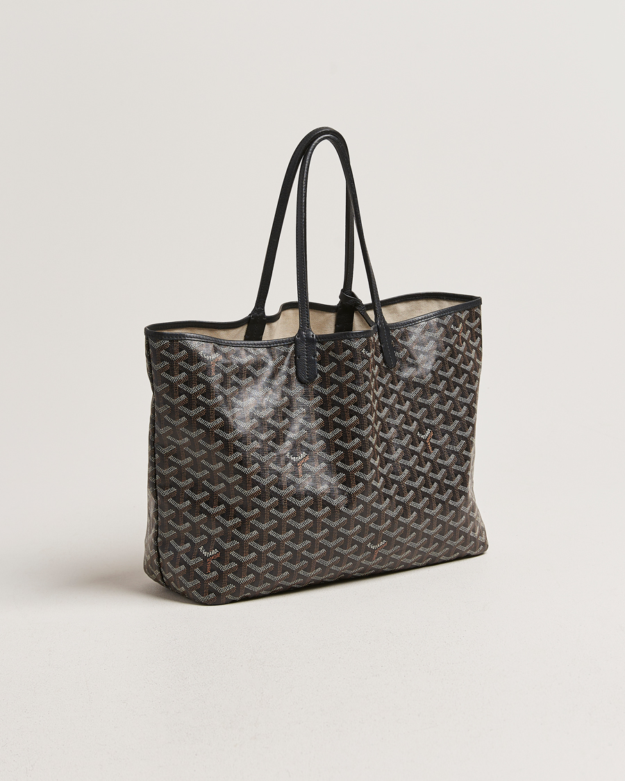 Hombres | Goyard Pre-Owned Saint Louis PM Coated Canvas Tote Bag Black | Goyard Pre-Owned | Saint Louis PM Coated Canvas Tote Bag Black