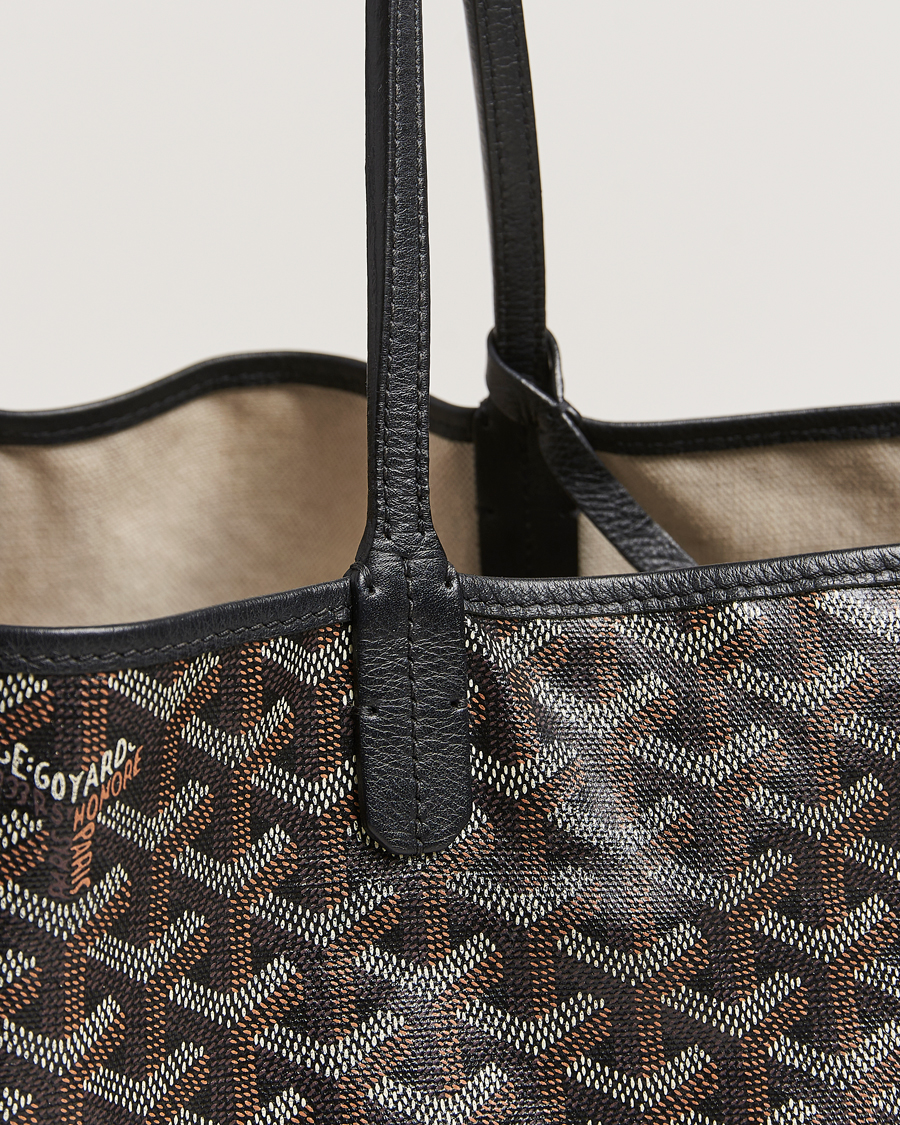 Hombres | Goyard Pre-Owned Saint Louis PM Coated Canvas Tote Bag Black | Goyard Pre-Owned | Saint Louis PM Coated Canvas Tote Bag Black