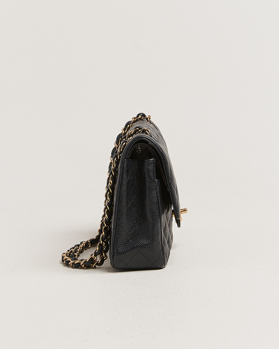 Hombres | Chanel Pre-Owned Classic Medium Double Flap Bag Black Caviar | Chanel Pre-Owned | Classic Medium Double Flap Bag Black Caviar