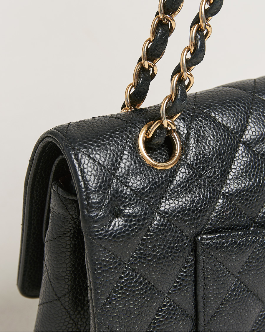 Hombres | Chanel Pre-Owned Classic Medium Double Flap Bag Black Caviar | Chanel Pre-Owned | Classic Medium Double Flap Bag Black Caviar