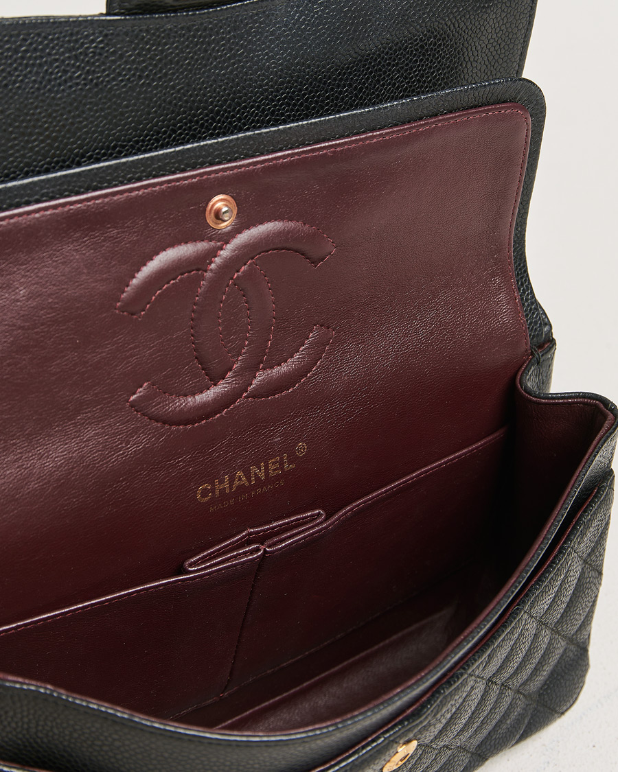 Hombres | Chanel Pre-Owned Classic Medium Double Flap Bag Black Caviar | Chanel Pre-Owned | Classic Medium Double Flap Bag Black Caviar